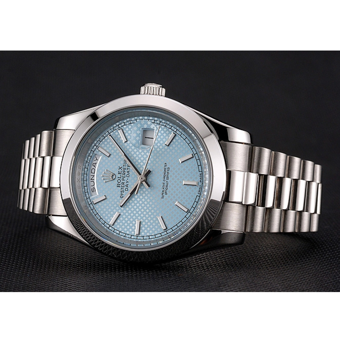 Best AAA Replica Sites Case Date Day 40 Ice Bracelet Rolex Blue Stainless Steel Dial And 0627